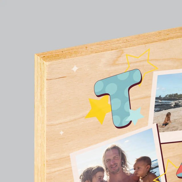 Colaj De Fotografii: Litere Tată - Imprimare Pe Lemn ( Verticală)