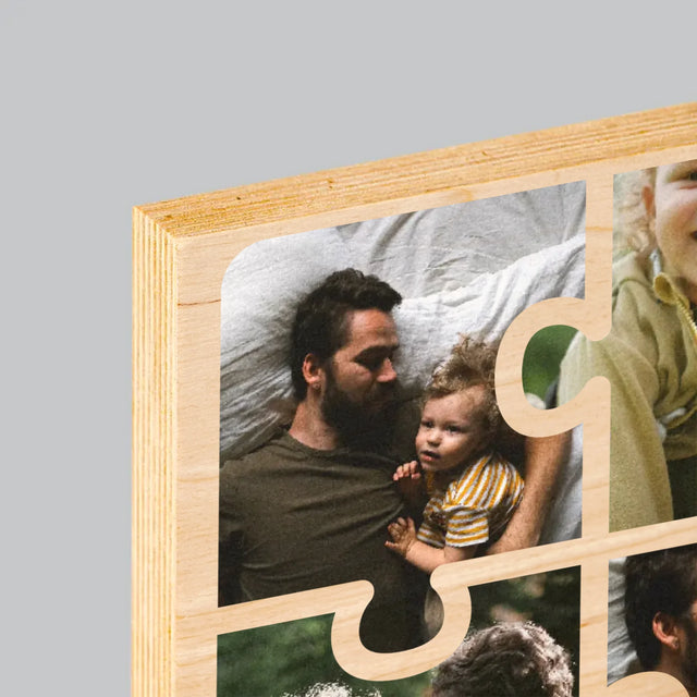 Colaj De Fotografii: Puzzle Fotografie Pentru Tata - Imprimare Pe Lemn ( Verticală)