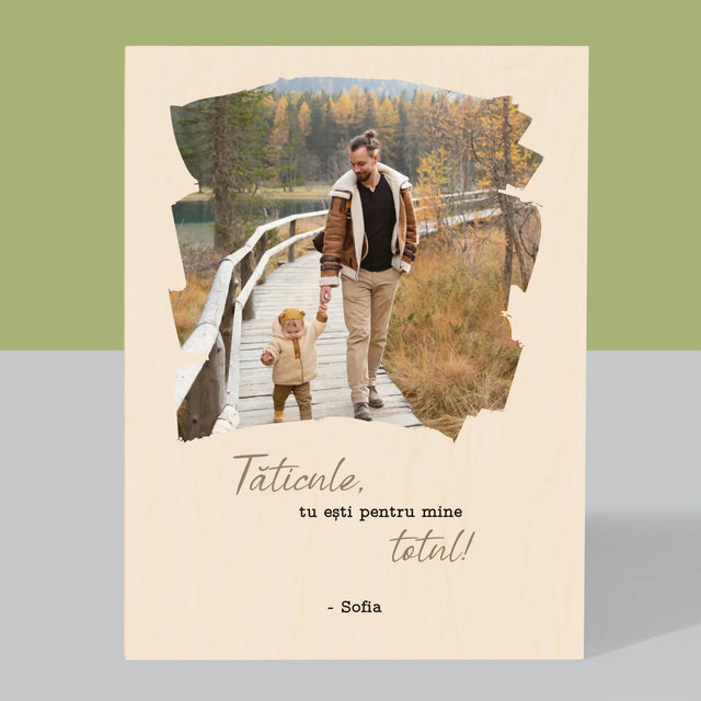 Fotografie Si Semnătură: Un Laur Pentru Tata - Imprimare Pe Lemn ( Verticală)