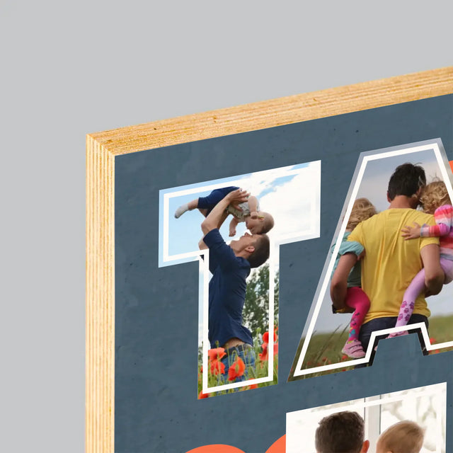 Colaj De Fotografii: Tata Este Cel Mai Bun - Imprimare Pe Lemn ( Verticală)