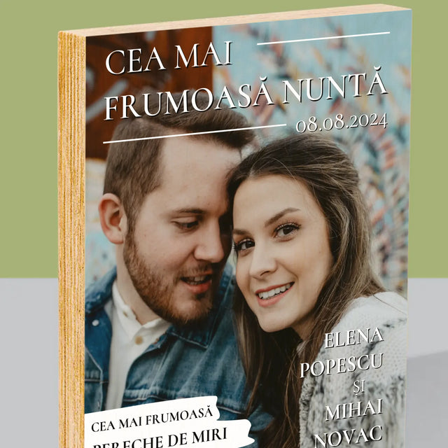 Copertă Derevistă: Cea Mai Frumoasă Nuntă - Imprimare Pe Lemn ( Verticală)