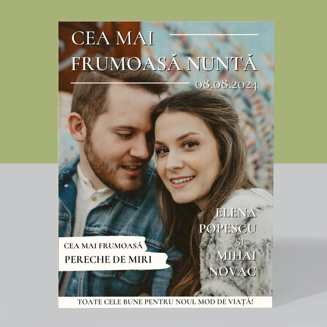 Copertă Derevistă: Cea Mai Frumoasă Nuntă - Imprimare Pe Lemn ( Verticală)