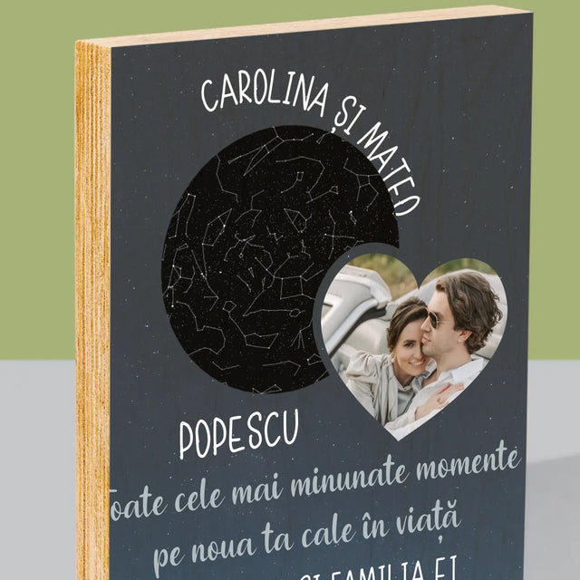 Harta Stelelor: Noua Cale A Vieții Nunta - Imprimare Pe Lemn ( Verticală)