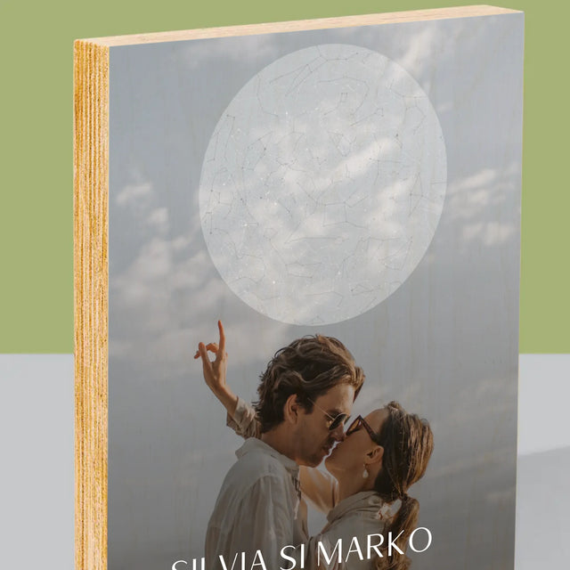 Harta Stelelor: Nunta - Imprimare Pe Lemn ( Verticală)