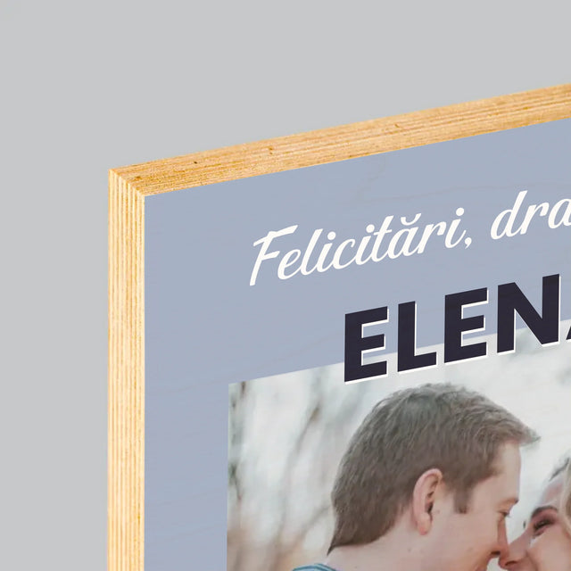 Fotografie Si Semnătură: Felicitări De Nuntă - Imprimare Pe Lemn ( Verticală)