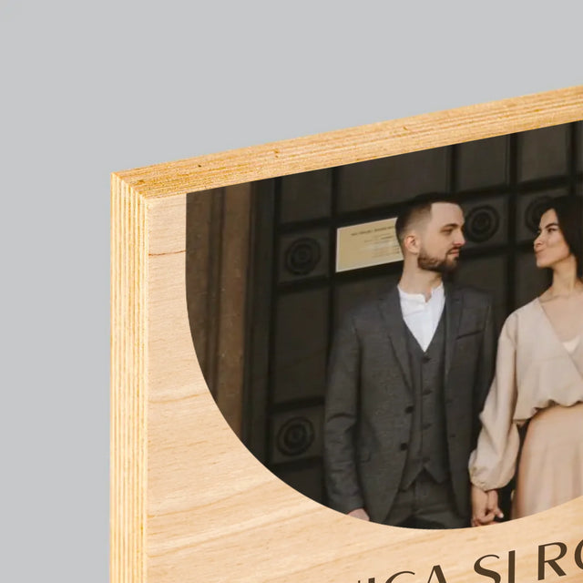 Colaj De Fotografii: Data Nunții - Imprimare Pe Lemn ( Verticală)