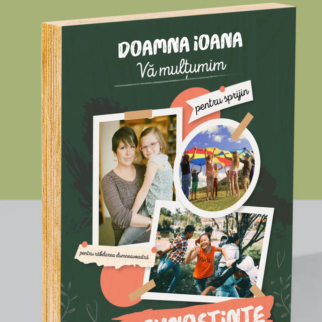 Colaj De Fotografii: Vă Mulțumim Pentru Cunoștințele Dumneavoastră - Imprimare Pe Lemn ( Verticală)