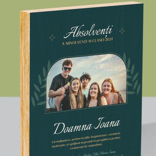 Monogramă: Profesor Vă Mulțumesc - Imprimare Pe Lemn ( Verticală)