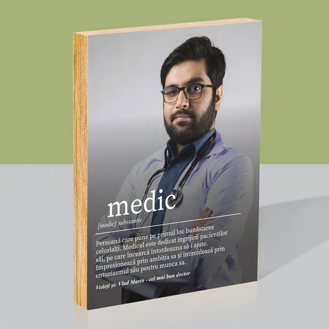 Fotografie Si Semnătură: Definiția Medicului - Imprimare Pe Lemn ( Verticală)