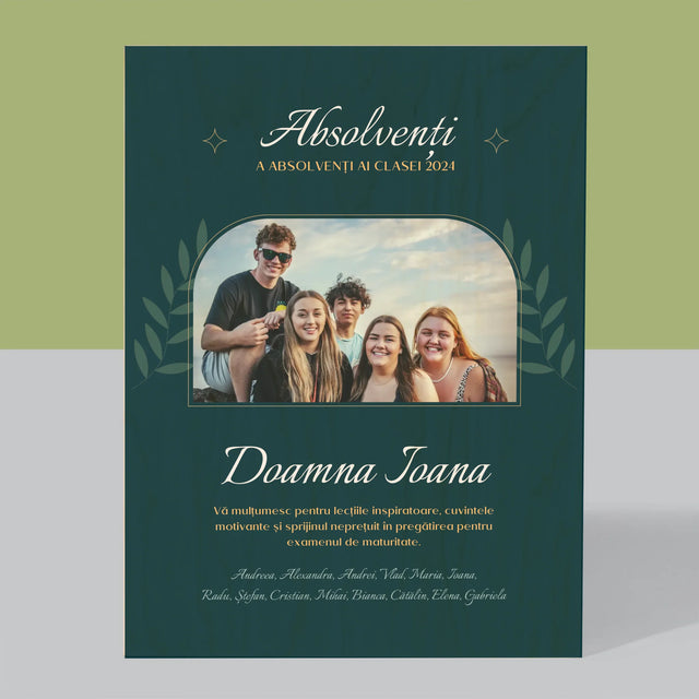 Monogramă: Profesor Vă Mulțumesc - Imprimare Pe Lemn ( Verticală)