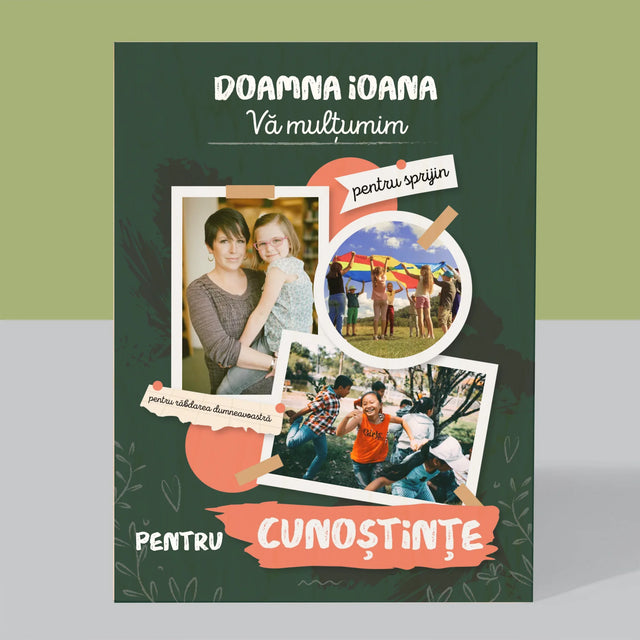 Colaj De Fotografii: Vă Mulțumim Pentru Cunoștințele Dumneavoastră - Imprimare Pe Lemn ( Verticală)