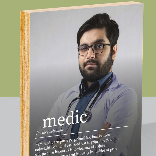 Fotografie Si Semnătură: Definiția Medicului - Imprimare Pe Lemn ( Verticală)
