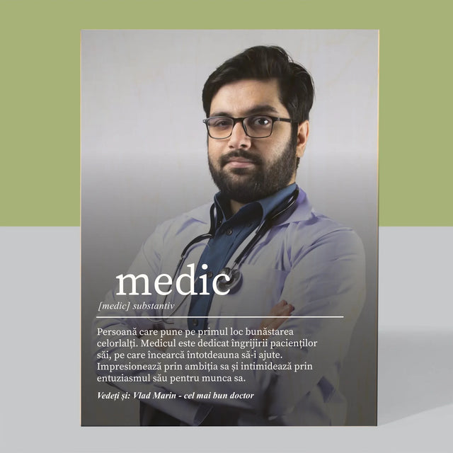 Fotografie Si Semnătură: Definiția Medicului - Imprimare Pe Lemn ( Verticală)