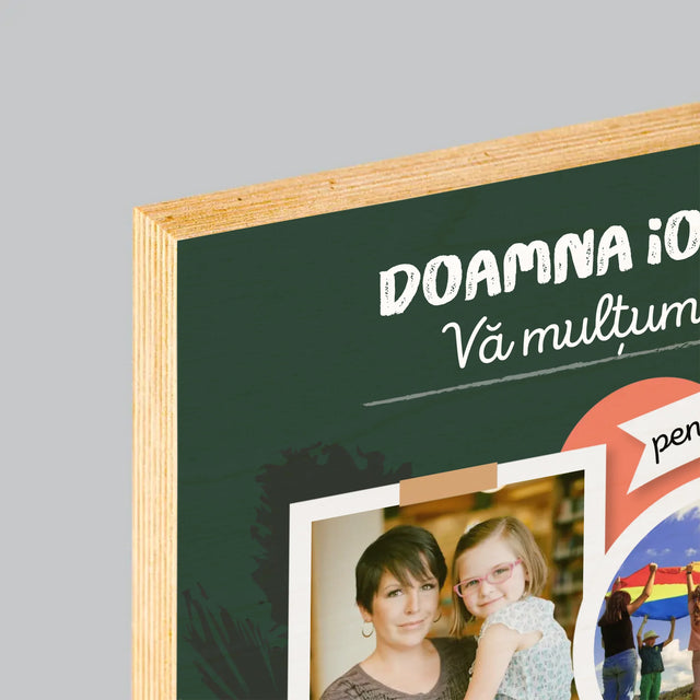 Colaj De Fotografii: Vă Mulțumim Pentru Cunoștințele Dumneavoastră - Imprimare Pe Lemn ( Verticală)