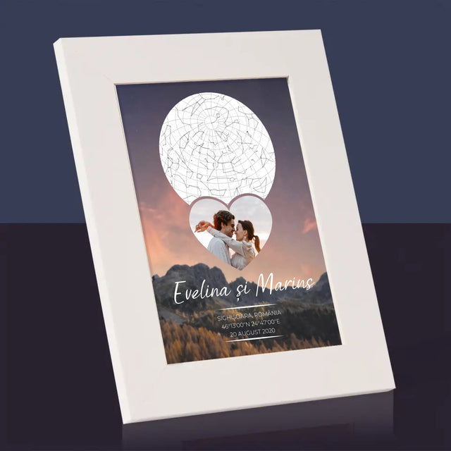 Harta Stelelor: Un Cuplu Îndrăgostit În Munți - Ramă Pentru Fotografii (Horizontală)