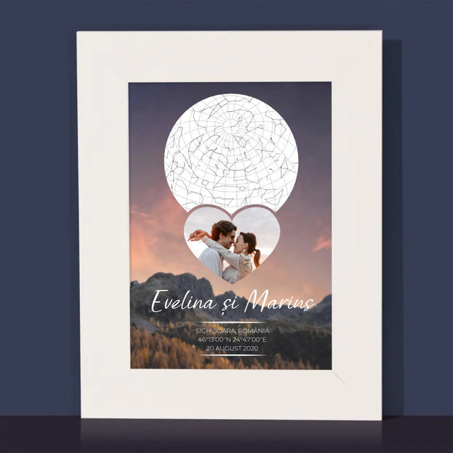 Harta Stelelor: Un Cuplu Îndrăgostit În Munți - Ramă Pentru Fotografii (Horizontală)