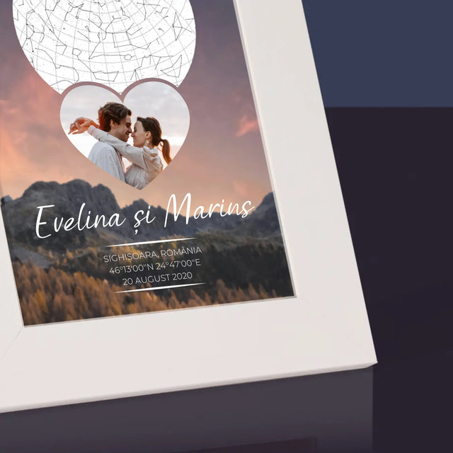 Harta Stelelor: Un Cuplu Îndrăgostit În Munți - Ramă Pentru Fotografii (Horizontală)