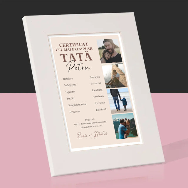 Colaj De Fotografii: Certificat De Tată Exemplar - Ramă Pentru Fotografii (Horizontală)