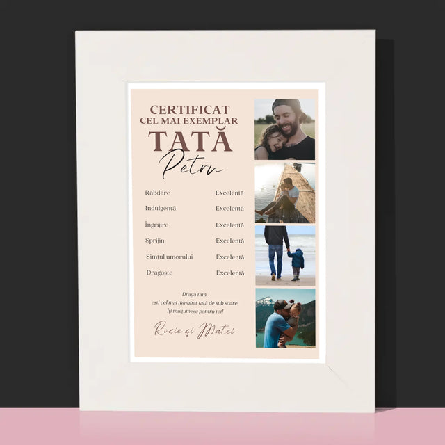 Colaj De Fotografii: Certificat De Tată Exemplar - Ramă Pentru Fotografii (Horizontală)