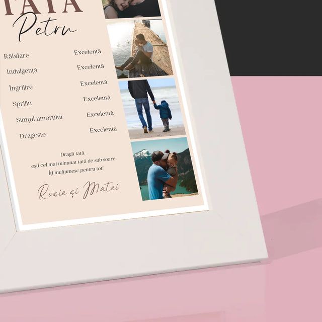 Colaj De Fotografii: Certificat De Tată Exemplar - Ramă Pentru Fotografii (Horizontală)