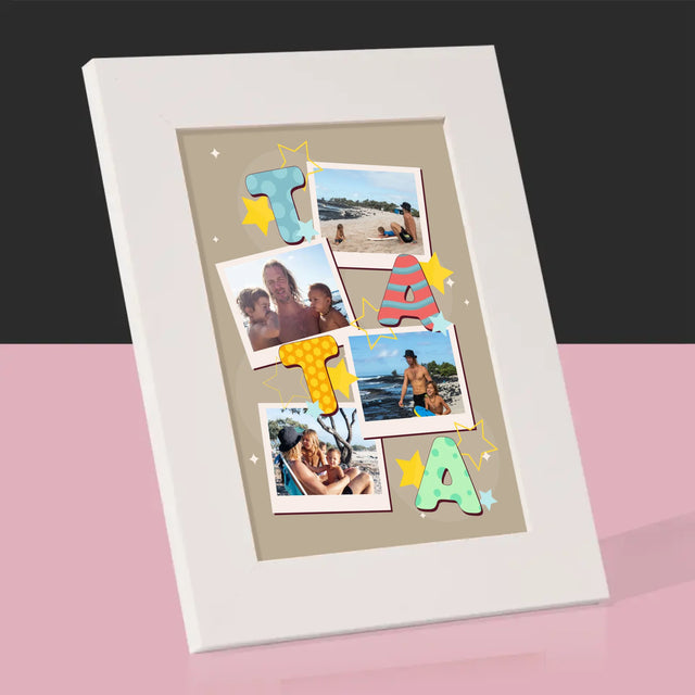 Colaj De Fotografii: Litere Tată - Ramă Pentru Fotografii (Horizontală)