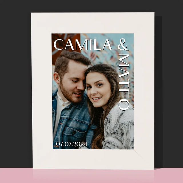 Fotografie Si Semnătură: Nume Nuntă - Ramă Pentru Fotografii (Horizontală)