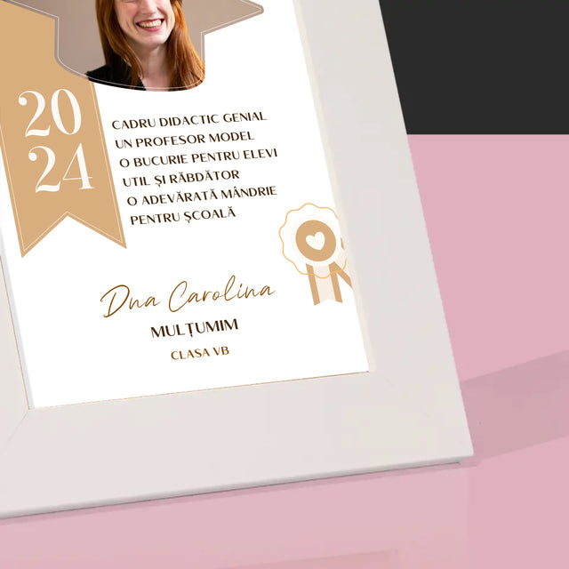 Fotografie Si Semnătură: Diplomă De Recunoștință Pentru Învățătoare - Ramă Pentru Fotografii (Horizontală)