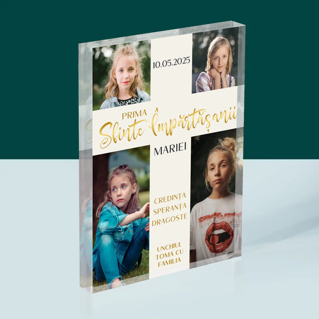 Colaj De Fotografii: Primei Sfinte Împărtășanii Cruce - Bloc Acrilic