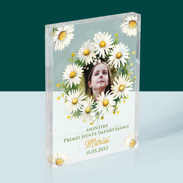 Fotografie Si Semnătură: Margaretele Amintire De La Sfânta Împărtășanie - Bloc Acrilic