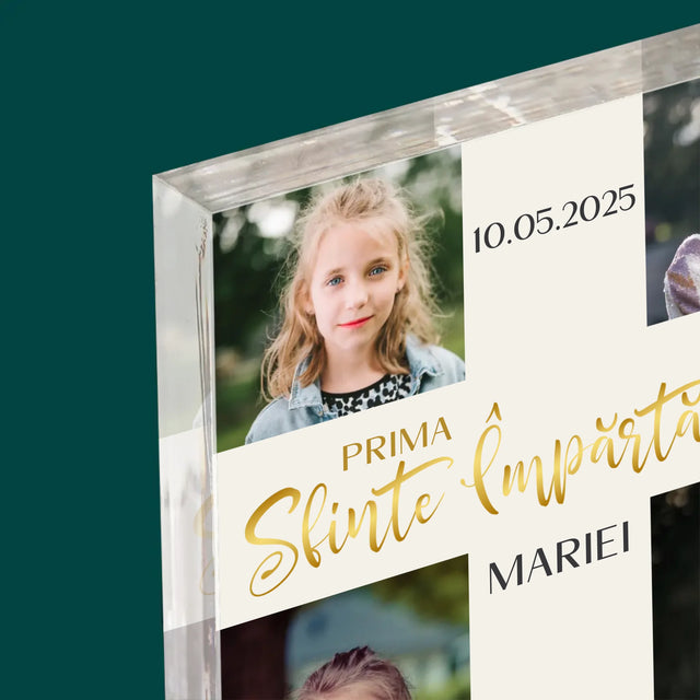Colaj De Fotografii: Primei Sfinte Împărtășanii Cruce - Bloc Acrilic