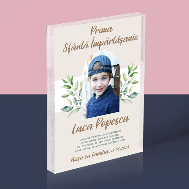 Fotografie Si Semnătură: Felicitări Cu Ocazia Primei Sfinte Împărtășanii - Bloc Acrilic