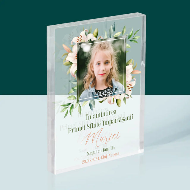 Fotografie Si Semnătură: Pentru Sărbătorirea Primei Împărtășiri - Bloc Acrilic