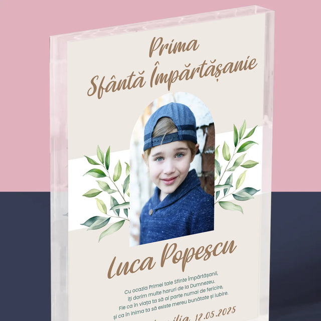 Fotografie Si Semnătură: Felicitări Cu Ocazia Primei Sfinte Împărtășanii - Bloc Acrilic