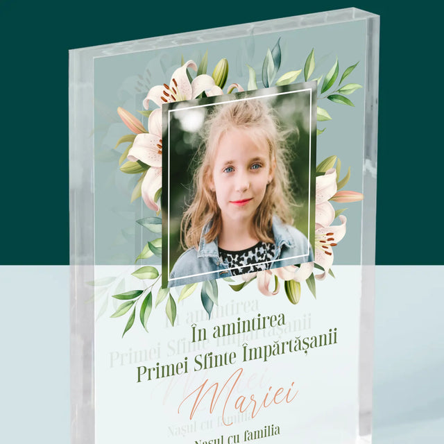 Fotografie Si Semnătură: Pentru Sărbătorirea Primei Împărtășiri - Bloc Acrilic