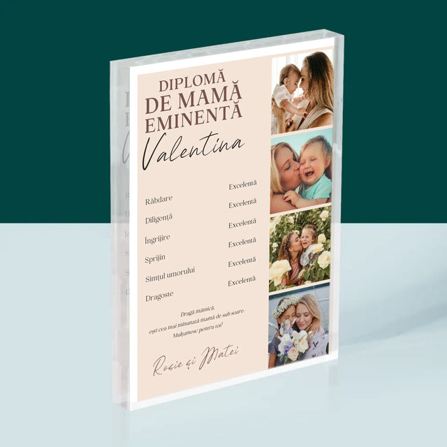 Colaj De Fotografii: Diplomă De Mamă Eminentă - Bloc Acrilic
