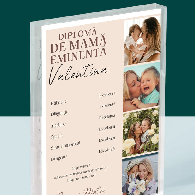 Colaj De Fotografii: Diplomă De Mamă Eminentă - Bloc Acrilic