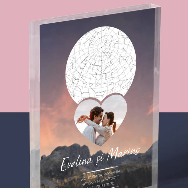 Harta Stelelor: Un Cuplu Îndrăgostit În Munți - Bloc Acrilic