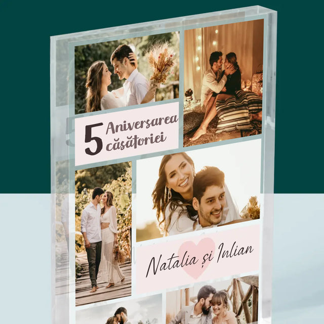 Colaj De Fotografii: A 5-A Aniversare A Nunții - Bloc Acrilic