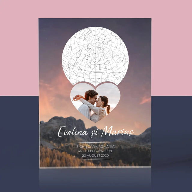 Harta Stelelor: Un Cuplu Îndrăgostit În Munți - Bloc Acrilic