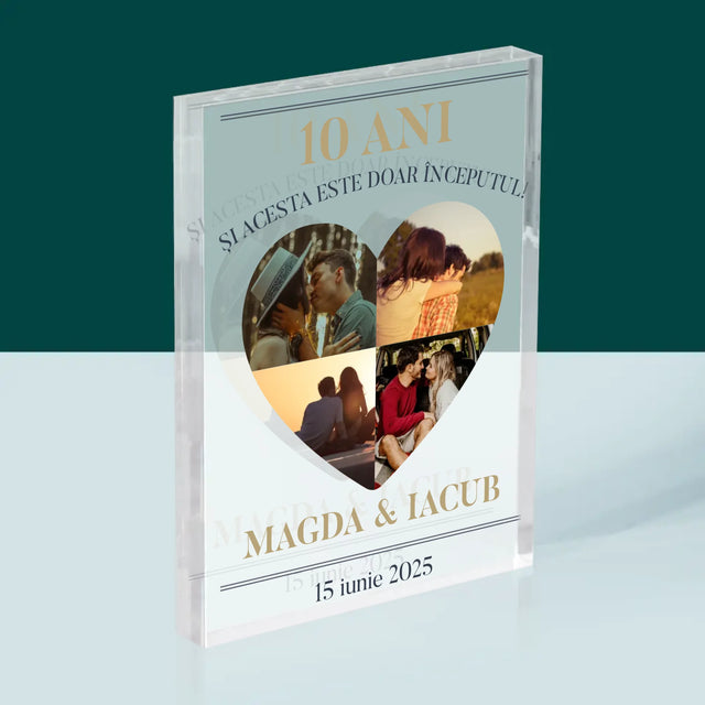 Formă Din Fotografii: Aniversare Inimă - Bloc Acrilic