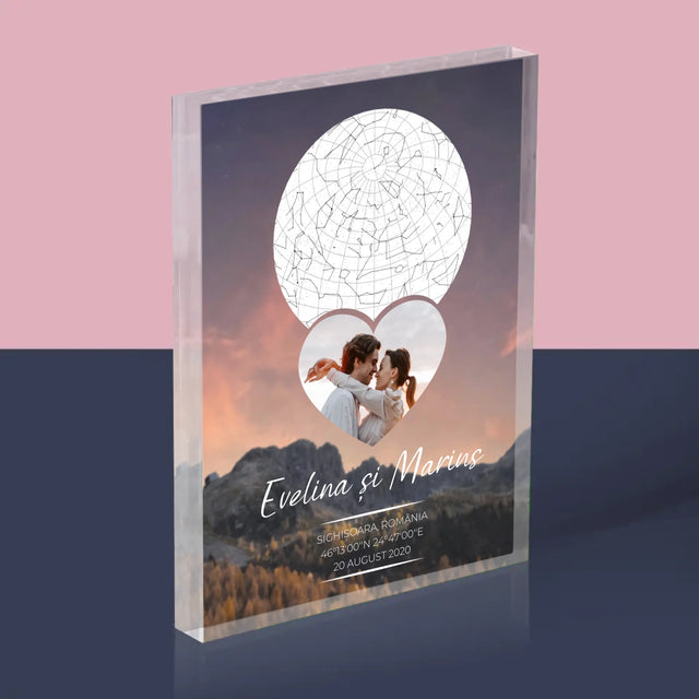 Harta Stelelor: Un Cuplu Îndrăgostit În Munți - Bloc Acrilic