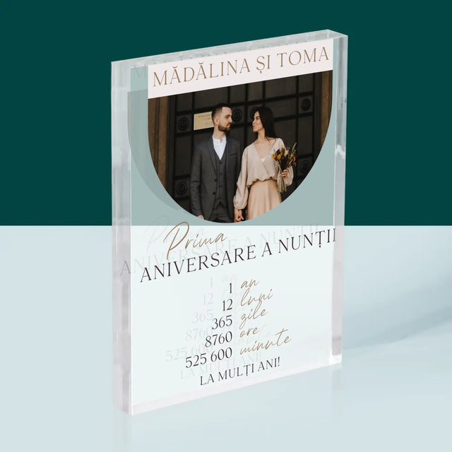 Fotografie Si Semnătură: Prima Aniversare A Nunții - Bloc Acrilic