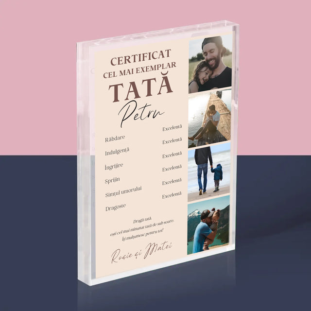 Colaj De Fotografii: Certificat De Tată Exemplar - Bloc Acrilic