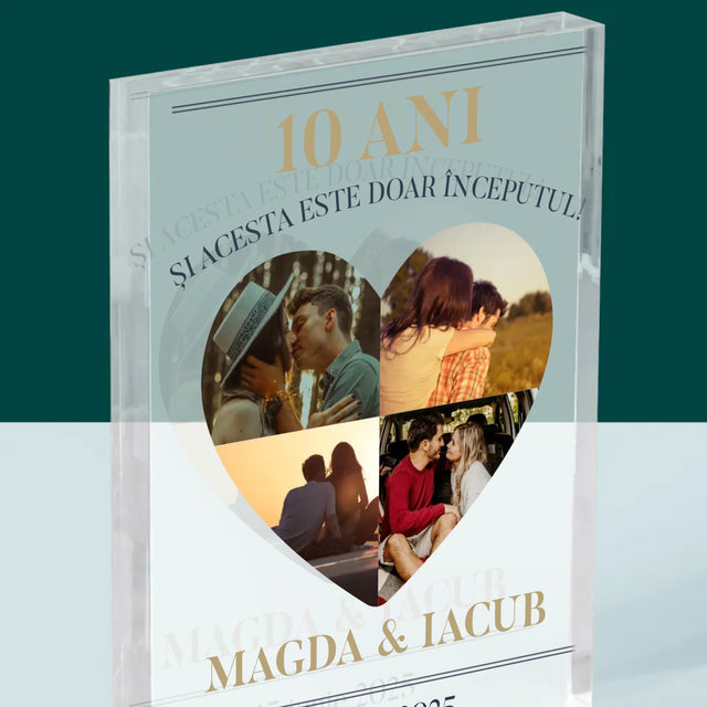 Formă Din Fotografii: Aniversare Inimă - Bloc Acrilic