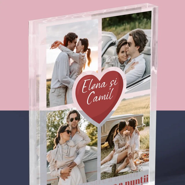 Colaj De Fotografii: Prima Aniversare A Nunții – Inimă - Bloc Acrilic