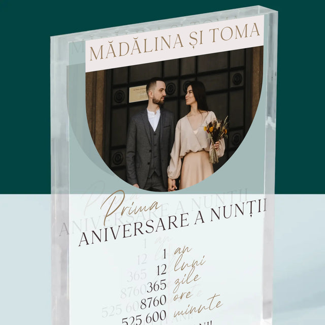 Fotografie Si Semnătură: Prima Aniversare A Nunții - Bloc Acrilic