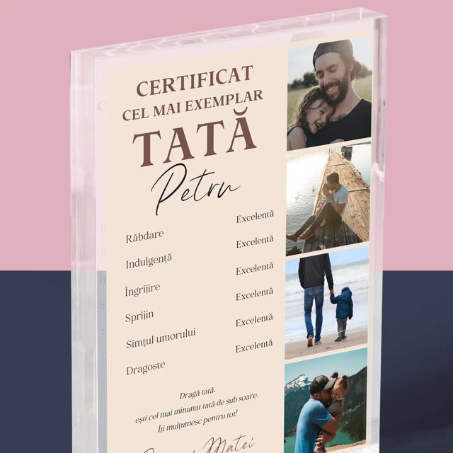 Colaj De Fotografii: Certificat De Tată Exemplar - Bloc Acrilic