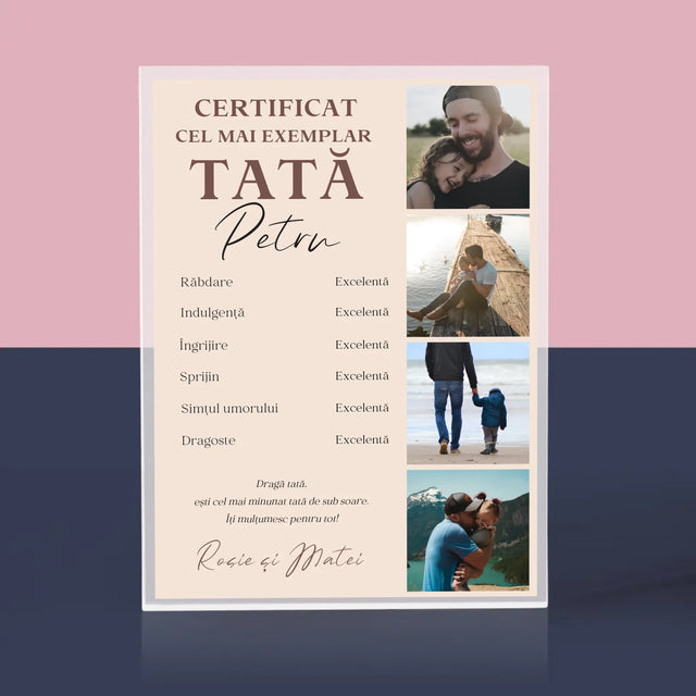 Colaj De Fotografii: Certificat De Tată Exemplar - Bloc Acrilic