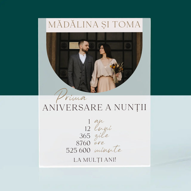 Fotografie Si Semnătură: Prima Aniversare A Nunții - Bloc Acrilic