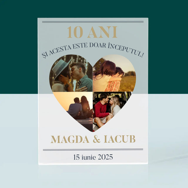 Formă Din Fotografii: Aniversare Inimă - Bloc Acrilic